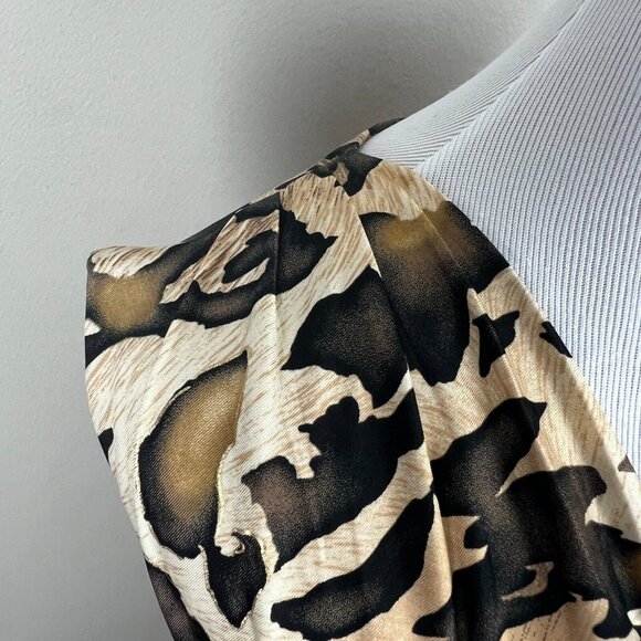 Cache Dress 2 Black Animal Print Cowl Neck Sheath Wiggle Over Knee Mob Wife - Picture 6 of 14